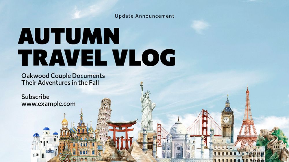 Autumn travel blog banner template, editable text