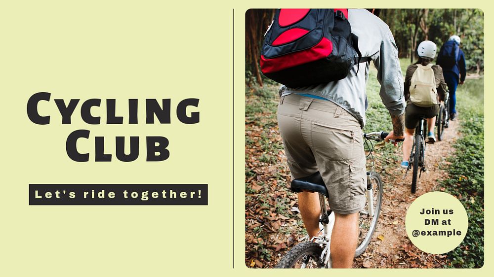 Cycling club blog banner template, editable text