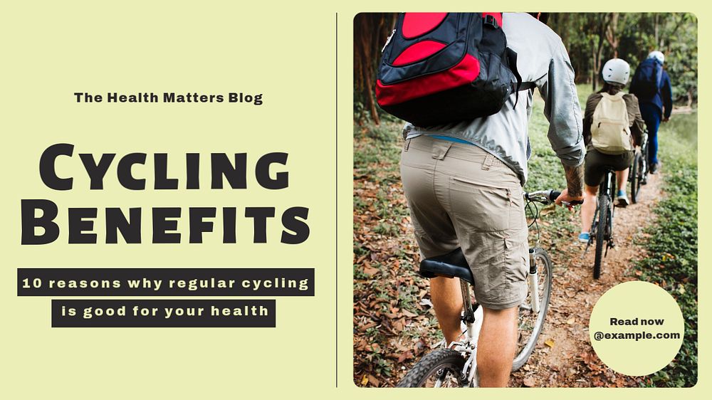 Cycling benefits blog banner template, editable text