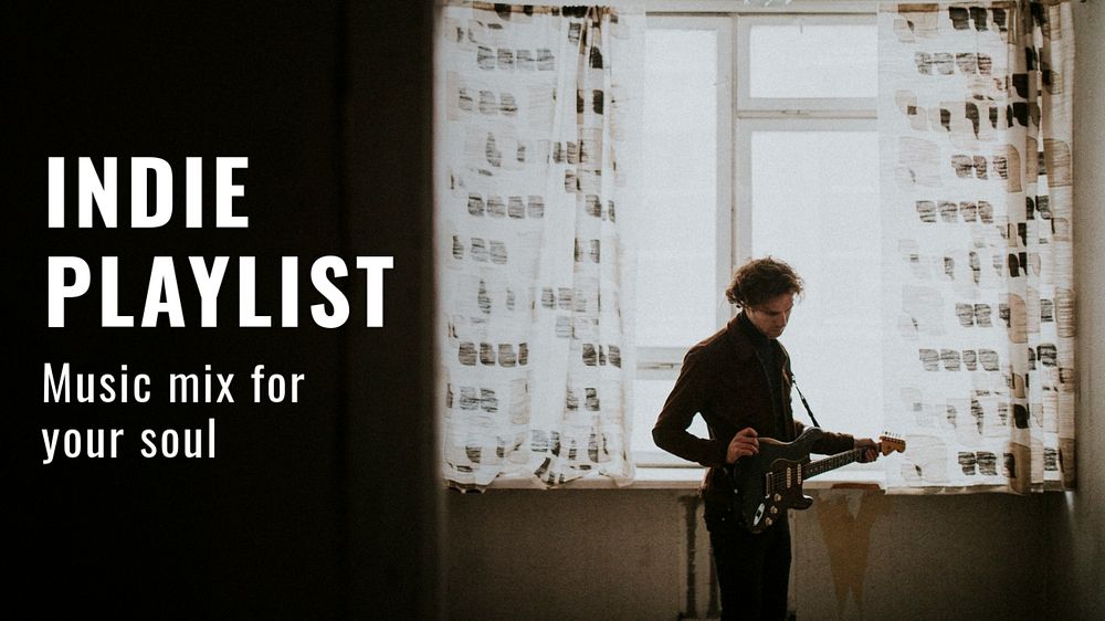 Indie playlist blog banner template, editable text