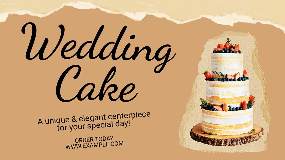 Wedding cake blog banner template, editable text