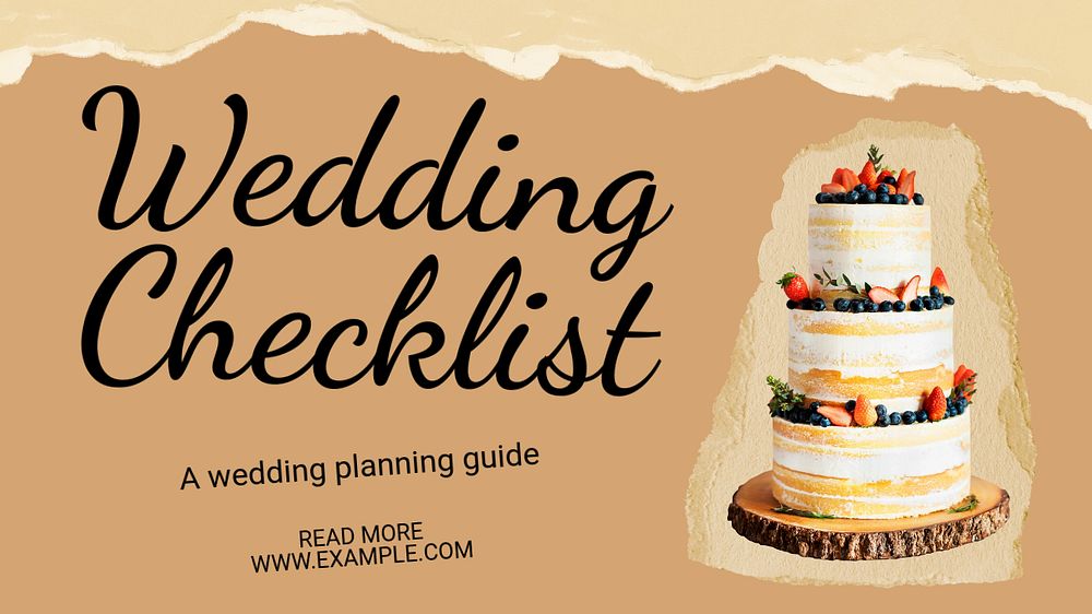 Wedding checklist blog banner template, editable text