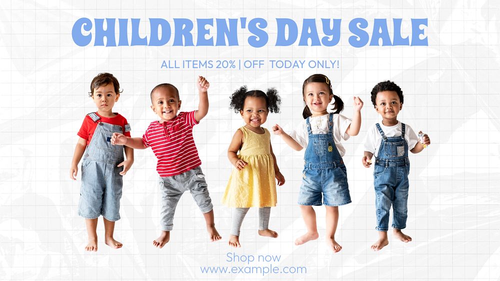 Children's day sale blog banner template, editable text