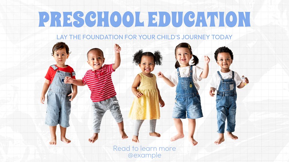 Preschool education blog banner template, editable text