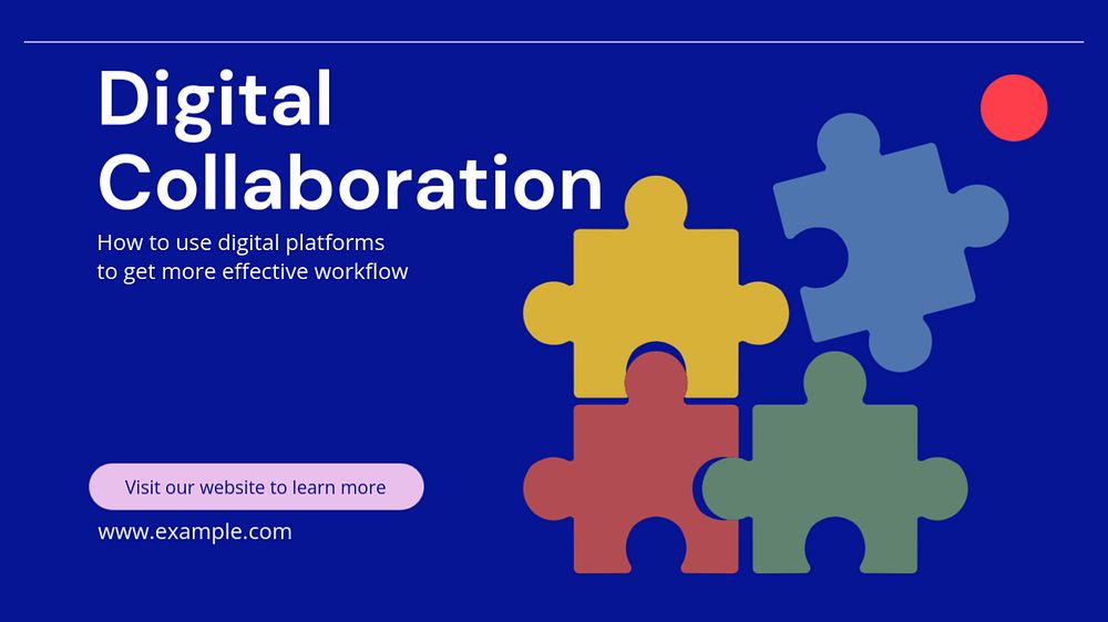 Digital collaboration  blog banner template, editable text