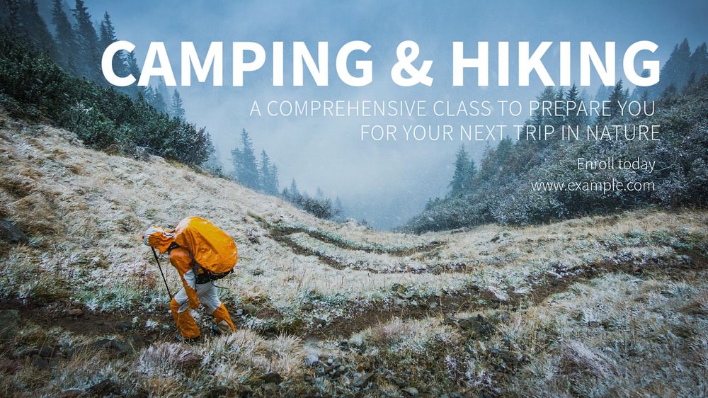 Hiking travel blog banner template, editable text