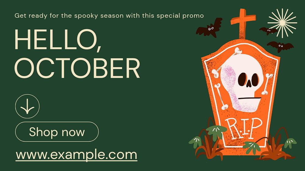 Hello October blog banner template, editable text