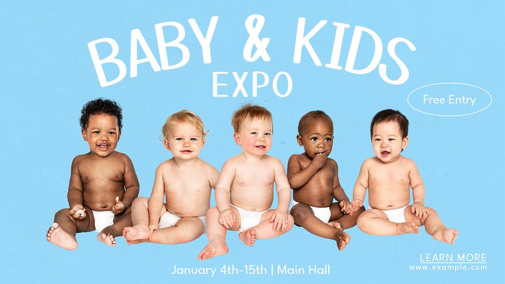 Baby & kids expo blog banner template, editable text