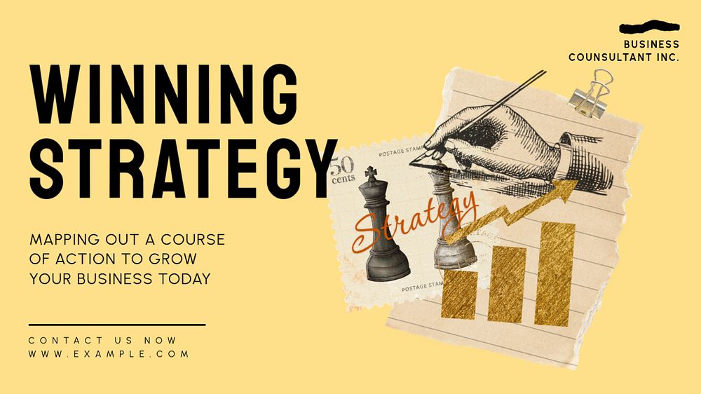 Winning strategy blog banner template, editable text