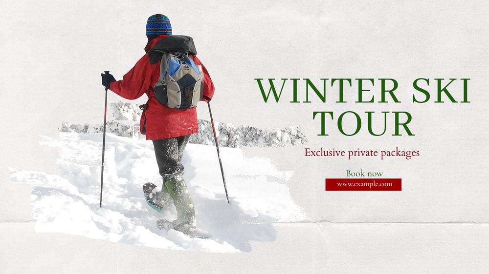 Winter ski tour blog banner template, editable design