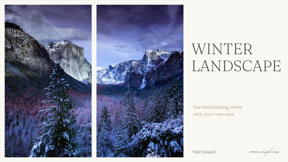 Winter landscape blog banner template, editable text