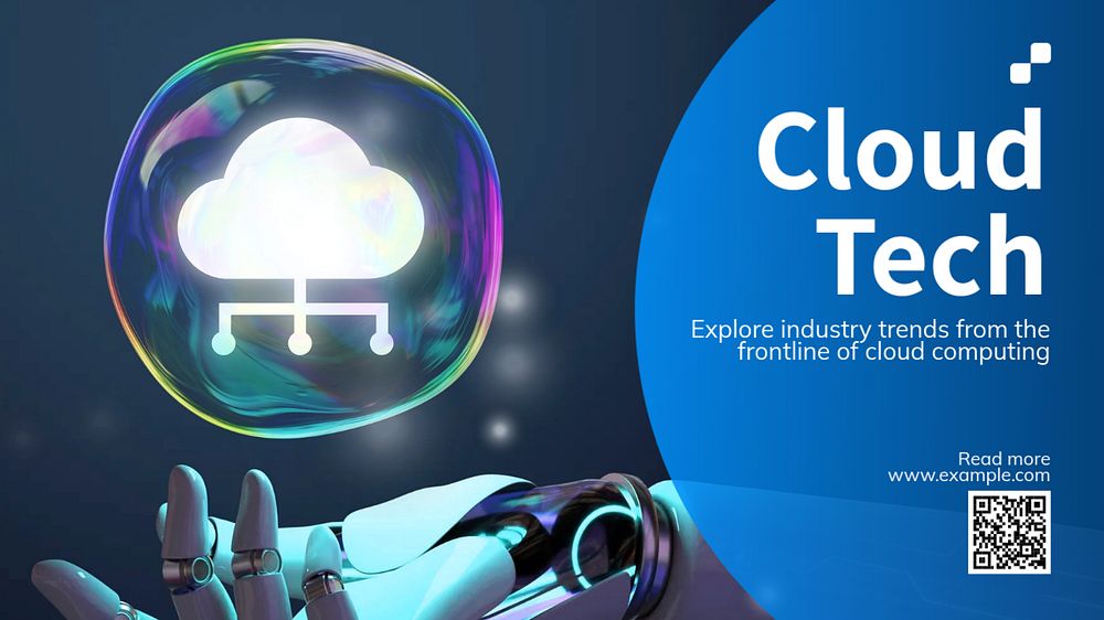 Cloud tech blog banner template, editable text