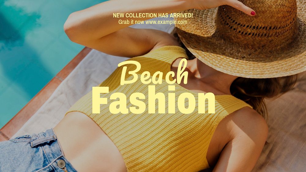 Beach fashion blog banner template, editable text