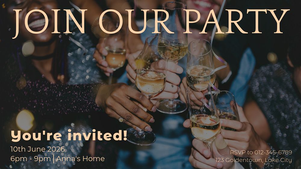 Join our party blog banner template, editable text