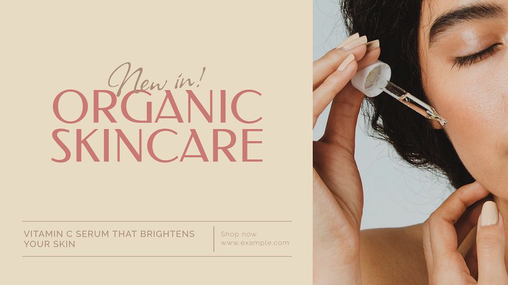 Organic skincare blog banner template, editable text