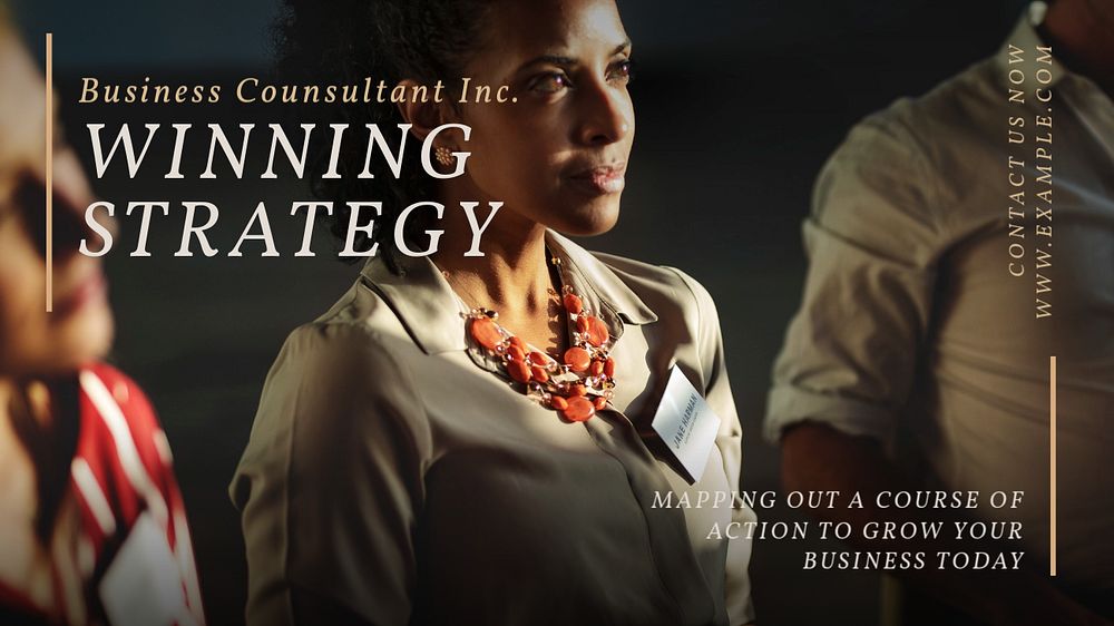 Winning strategy blog banner template, editable text