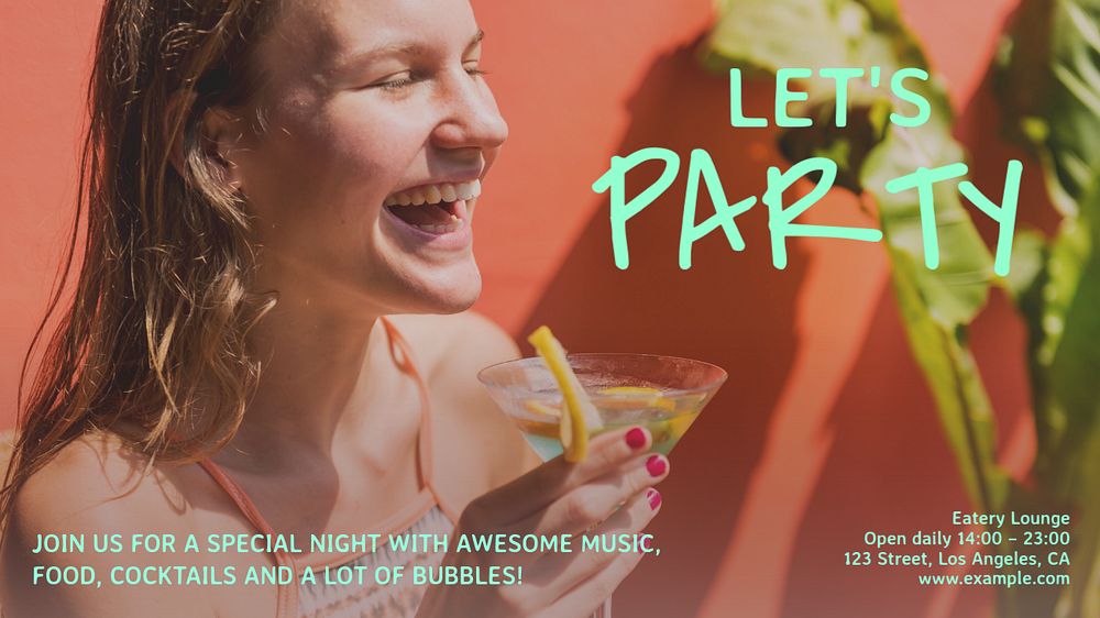 Let's party blog banner template, editable text