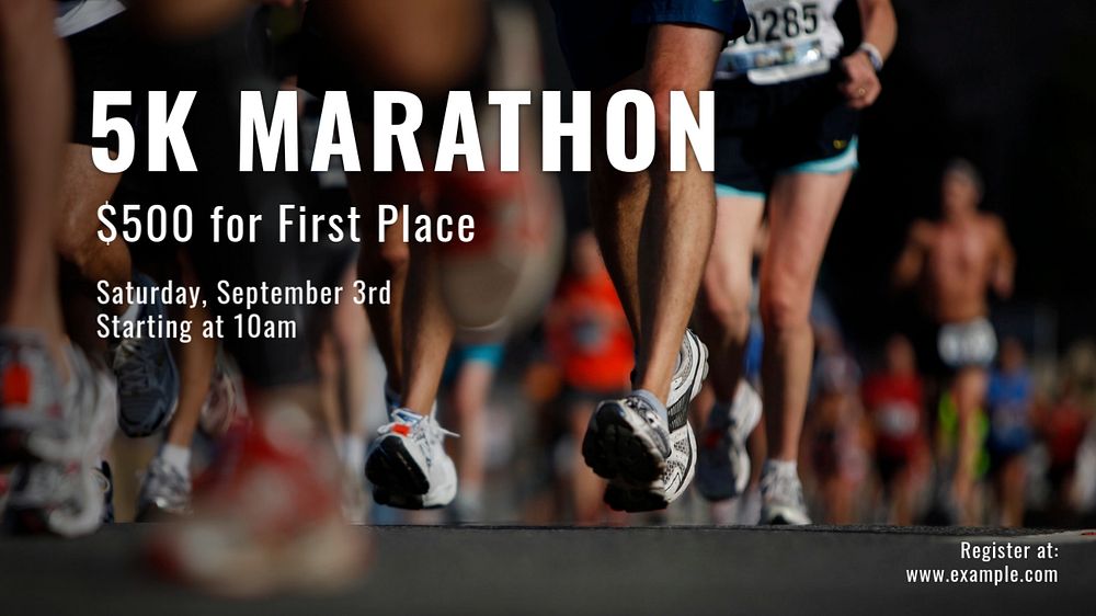 5k marathon blog banner template, editable text