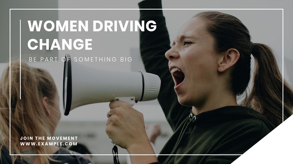 Women driving change blog banner template, editable text