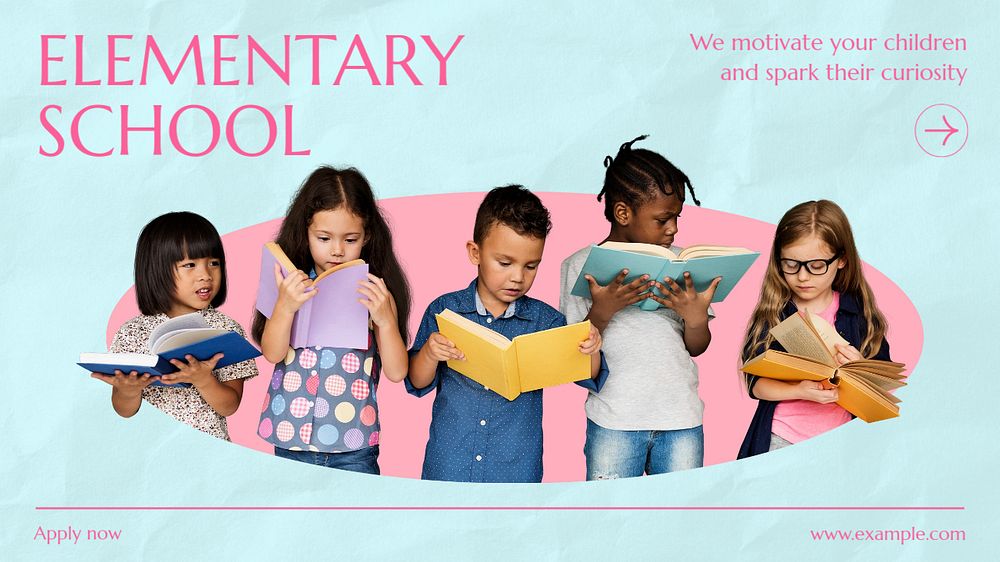 Elementary school blog banner template, editable text