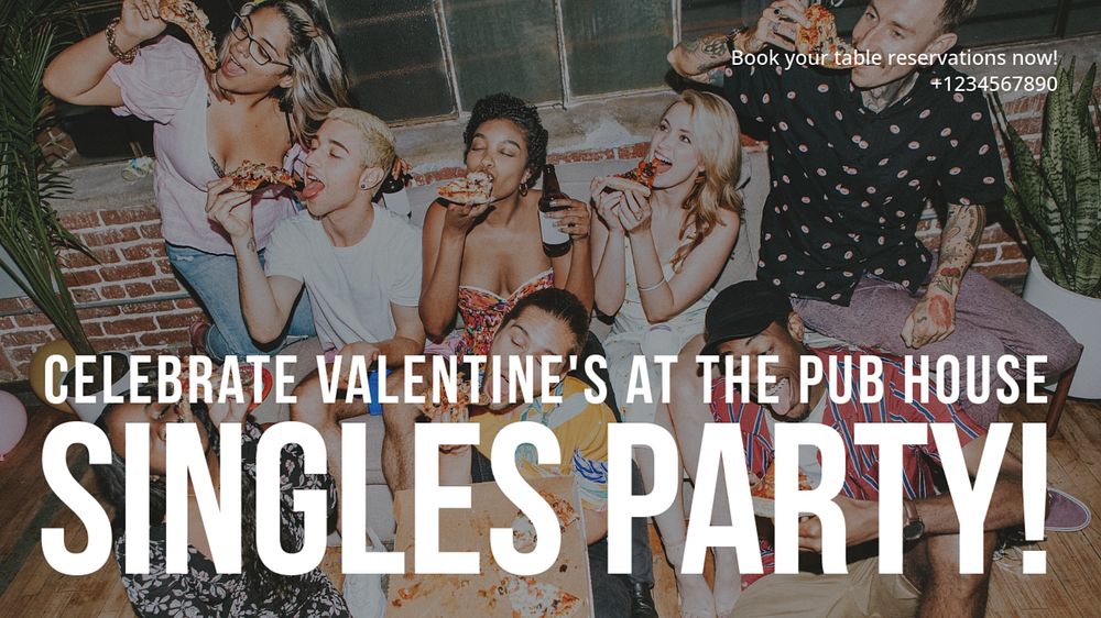 Singles party valentines blog banner template, editable text