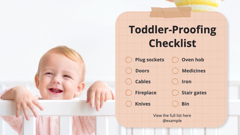 Toddler-proofing checklist blog banner template, editable text