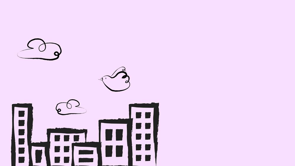 City buildings desktop wallpaper, cute doodle background