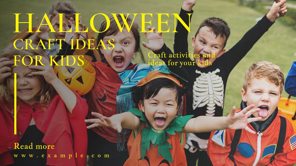 Craft ideas for kids blog banner template, editable text