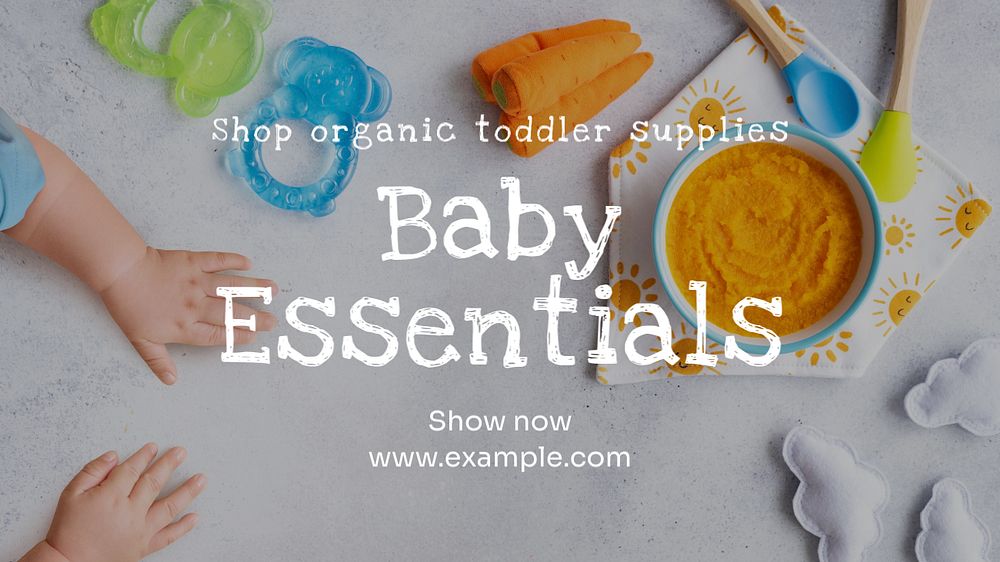 Baby essentials blog banner template, editable text