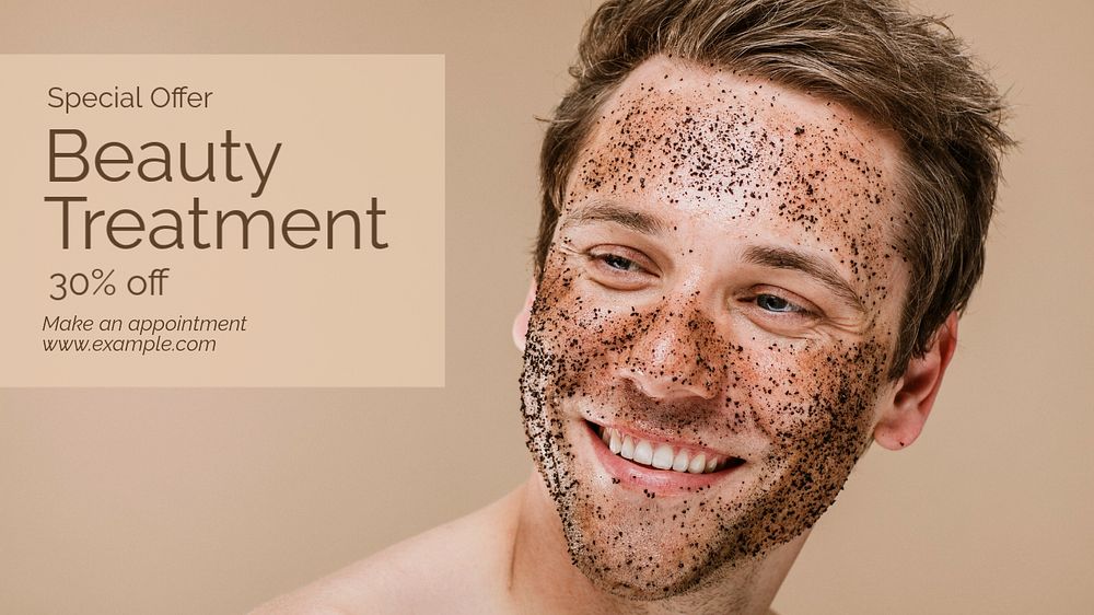 Beauty treatment blog banner template, editable text