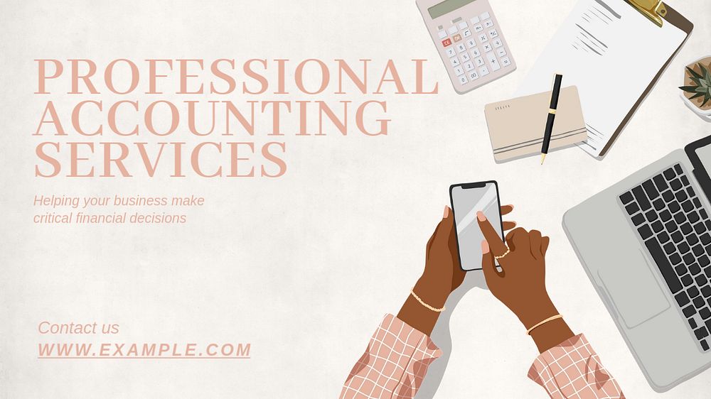 Professional accounting services blog banner template, editable text