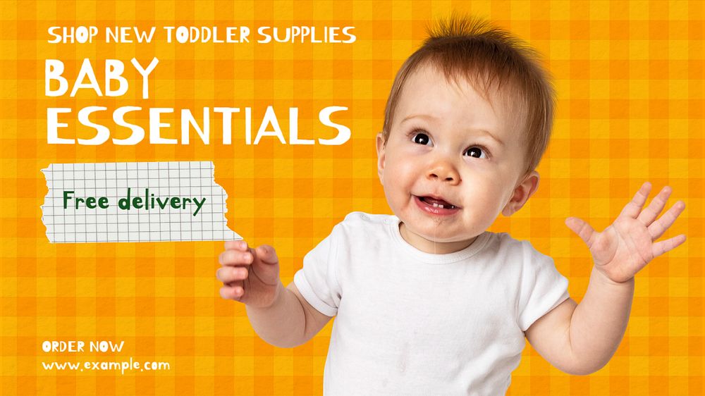 Baby essentials blog banner template, editable text