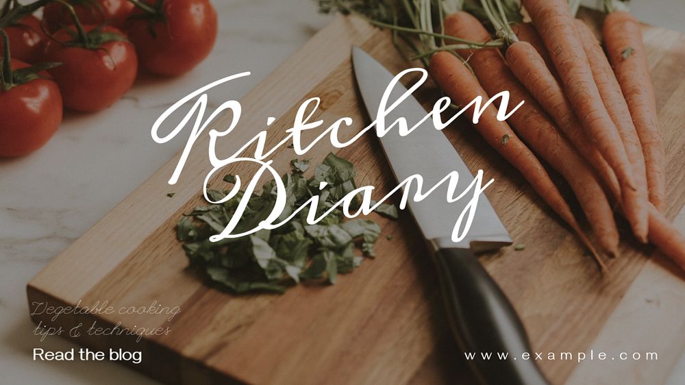 Kitchen diary blog banner template, editable text