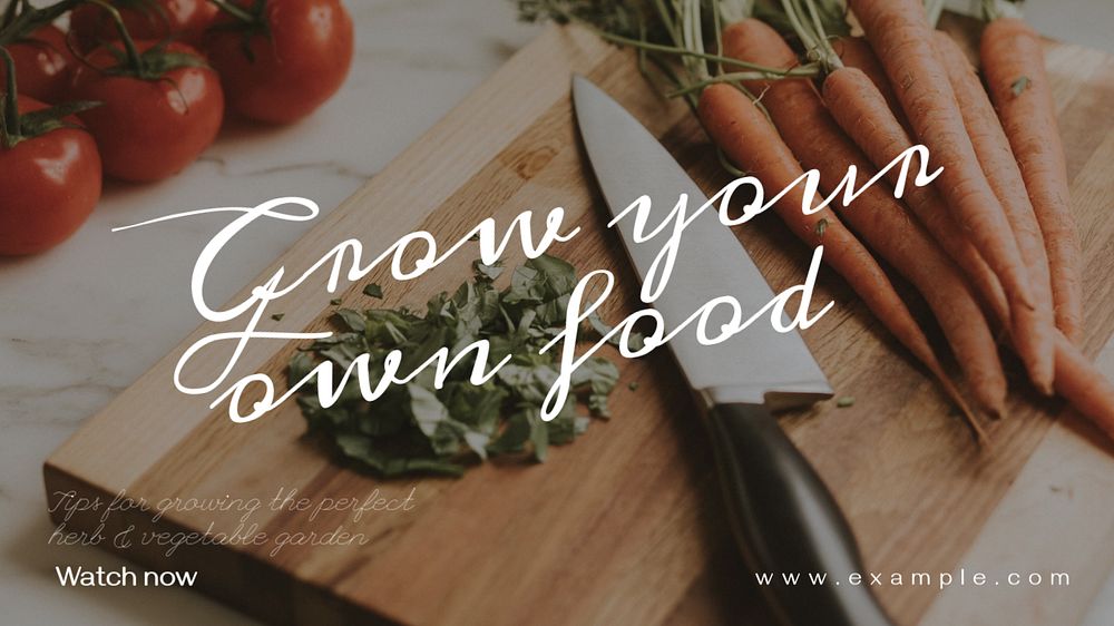 Grow your food blog banner template, editable text