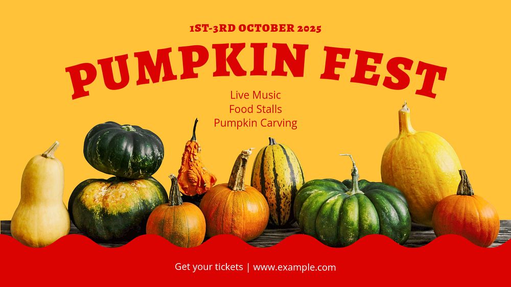 Pumpkin fest blog banner template, editable text