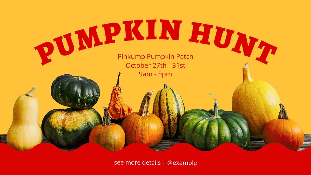 Pumpkin hunt blog banner template, editable text