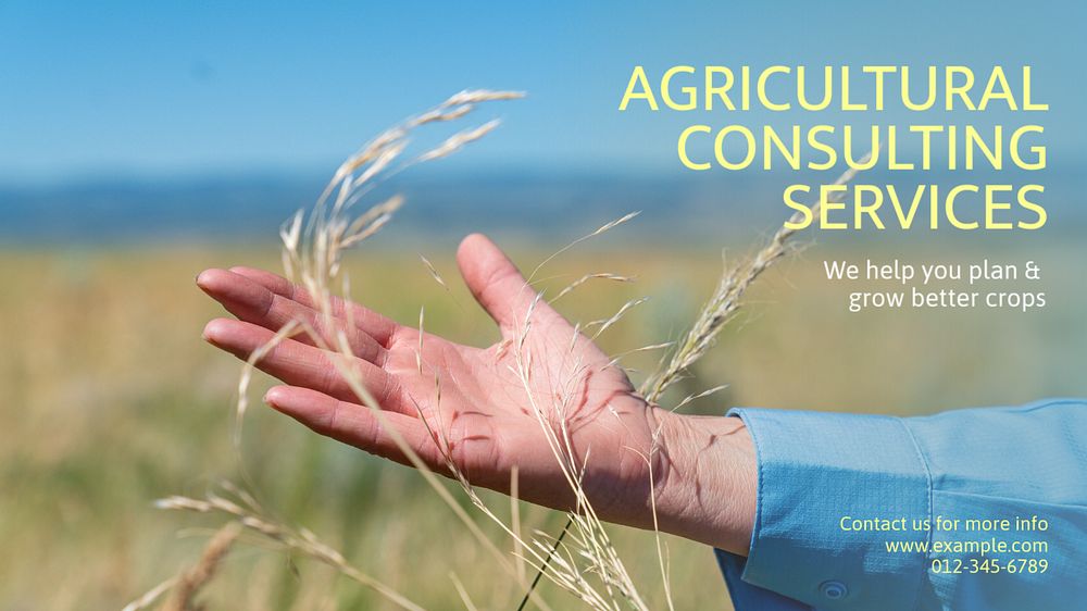 Agricultural consulting services blog banner template, editable text