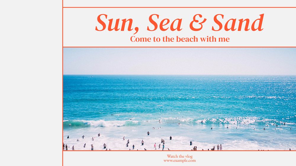 Beach vlog blog banner template, editable text