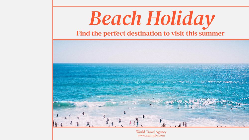 Beach holiday blog banner template, editable text