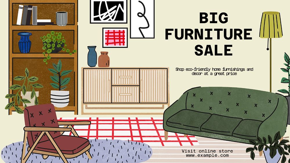 Furniture sale blog banner template, editable text