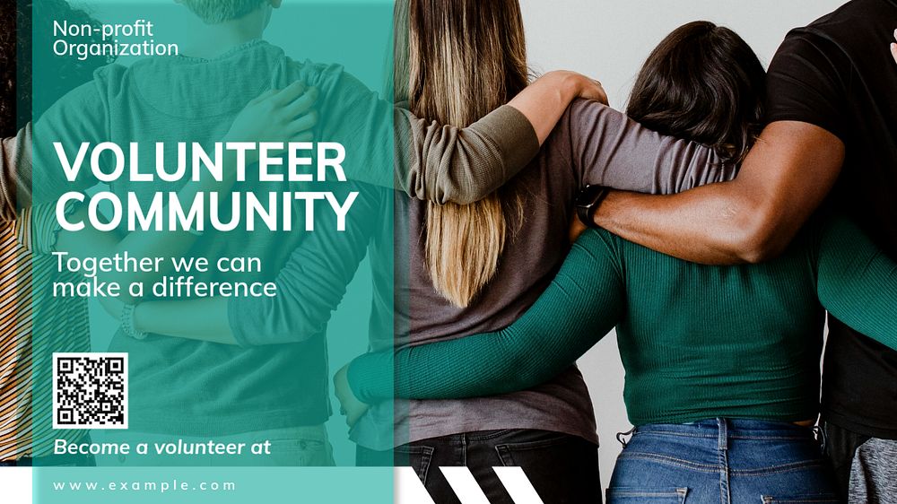 Volunteer community blog banner template, editable text