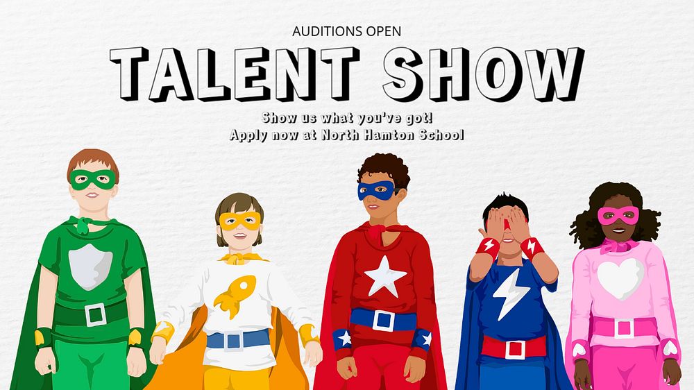 Talent show blog banner template, editable text