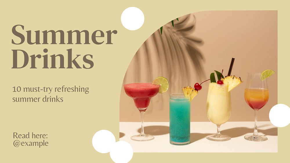 Summer drinks blog banner template, editable text