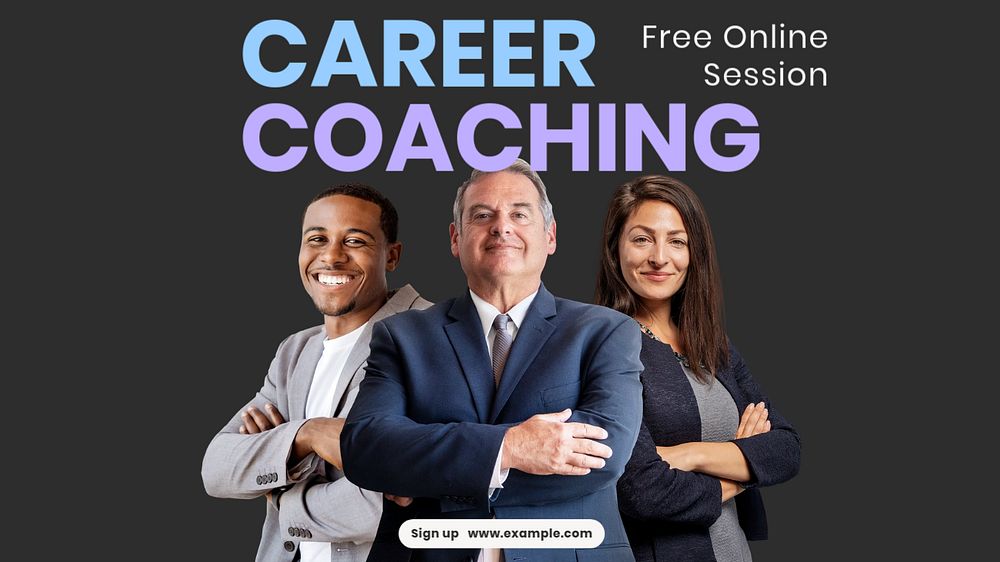 Career coaching  blog banner template, editable text