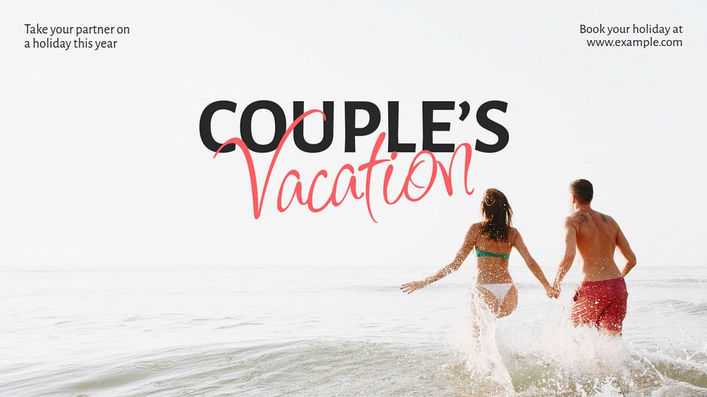 Couple's vacation blog banner template, editable text