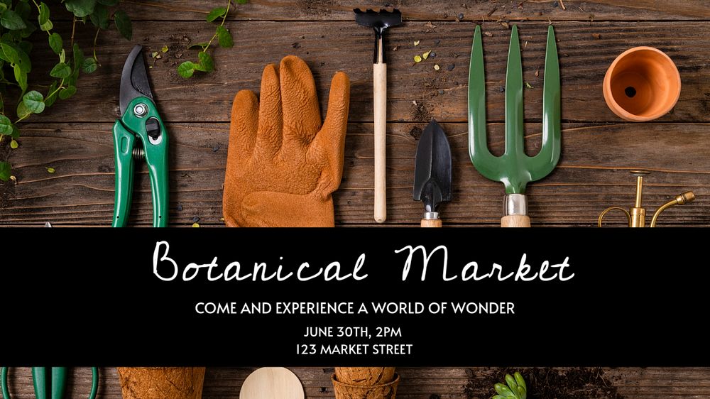 Botanical market  blog banner template, editable text