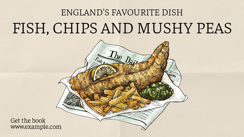 Fish and chips blog banner template, editable text