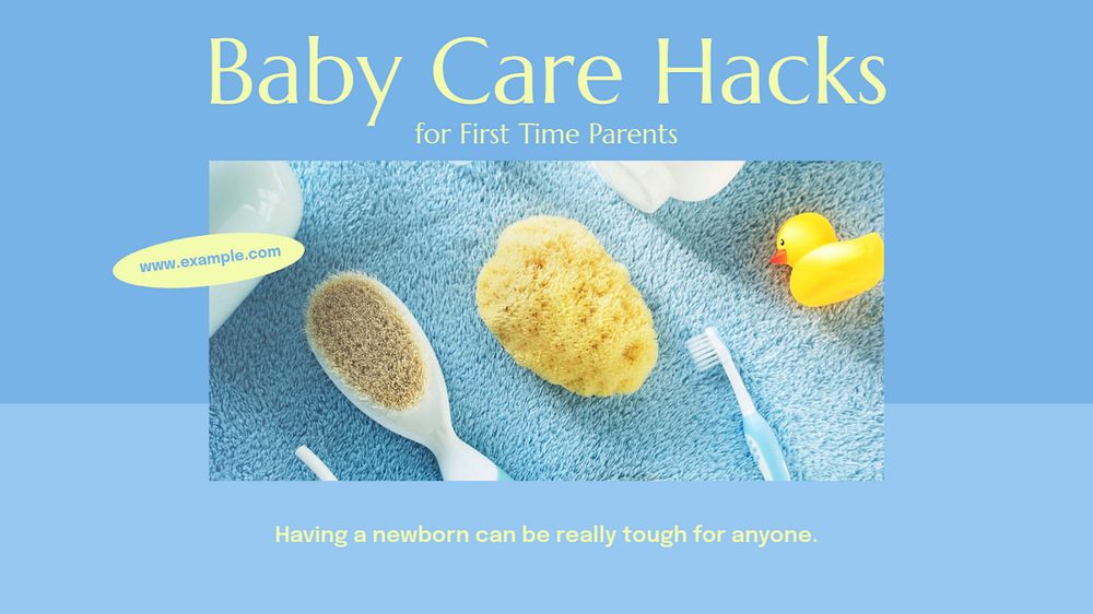 Baby care hacks banner template, editable text