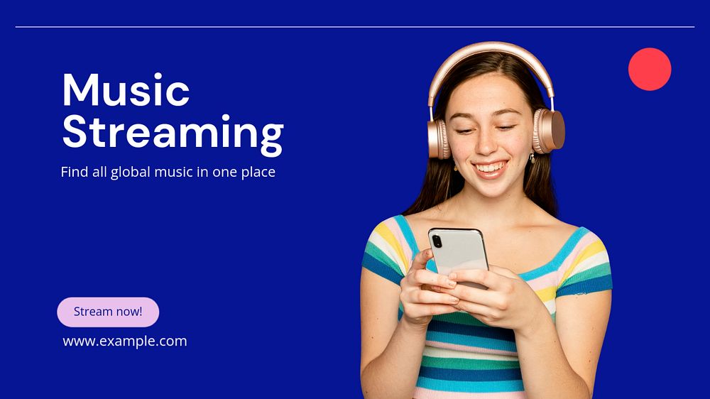 Music streaming  blog banner template, editable text