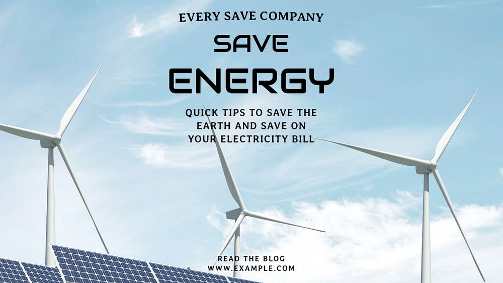 Save energy  blog banner template, editable text